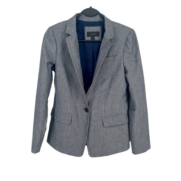 J. Crew Regent Blazer Jacket Chambray Blue Women's 4 Prep B9318